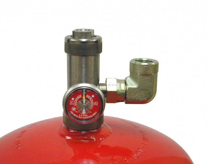 Wet chem cylinder valve